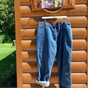 👖L.L. Bean Double L Relaxed Fit Flannel Lined EUC Jeans Sz 20w